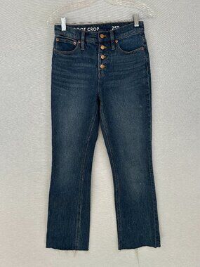 J. CREW DEMI BOOT CROP WOMENS JEANS 25T TALL BUTTON FLY BLUE PANTS, RAW HEM